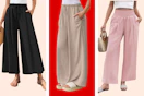 3 different colors of women's palazzo pants from Walmart