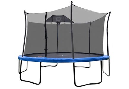 Trampoline With Basketball Hoop and Net