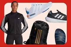 Huge Adidas Sale: $8 Adult Slides, $21 Sneakers, $8 Backpack, and More card image