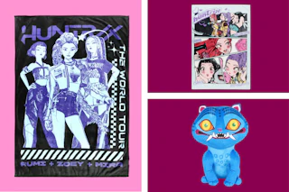 kpop demon hunters throw blankets and buddy pillow side by side