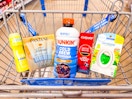 Ban, Pantene, Dunkin, Colgate & Febreze products in Walmart shopping cart