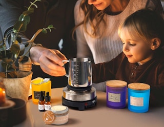 a family making candles