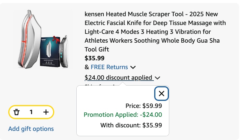 Heated Muscle Scraper Tool Amazon receipt