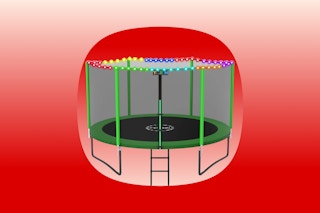 Green Yorin 8-foot Trampoline with lights and enclosure net