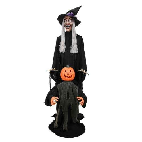 Witch with Pumpkin Man Animatronic