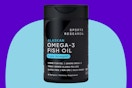 Sports Research Omega 3 fish oil on a blue background.