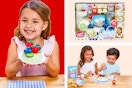 Three photos of the Little Tikes Creative Chefs Bluey Pavlova Kit, with Make-It Mix Play Sand