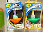 two crayola colourwhirls hanging on target shelf