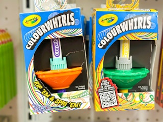 two crayola colourwhirls hanging on target shelf