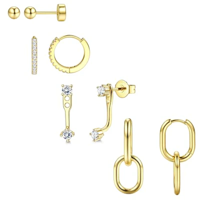 Small Hoop Earrings, 4 pairs