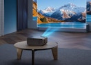 a projector on a table projecting a show 