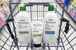 Aveeno lotions in a shopping cart