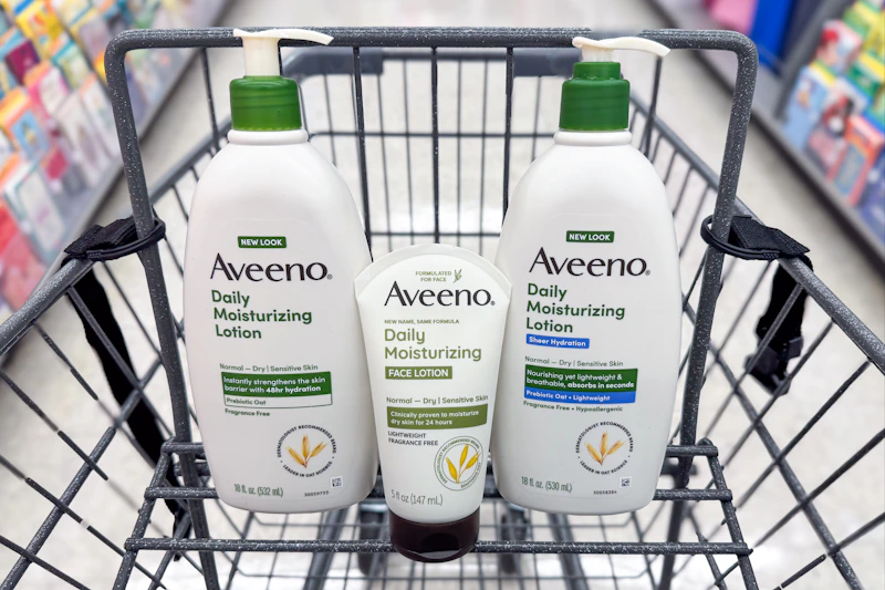 Aveeno lotions in a shopping cart