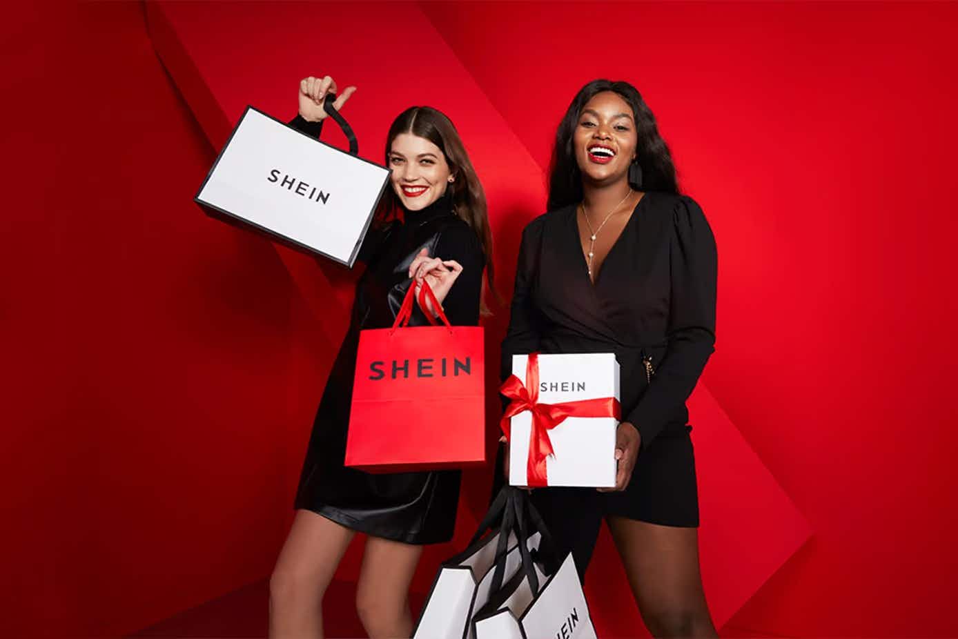 two people posing with Shein bags