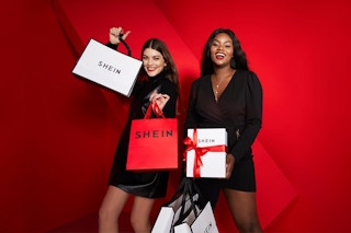 two people posing with Shein bags