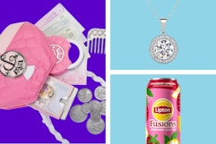 Disney purse, Cate & Chloe necklace, Lipton Fusions tea