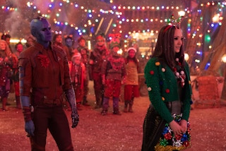 Guardians of the Galaxy Holiday Special scene with Nebula and Mantis