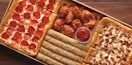 pizza hut big dinner box with wings, two pizzas, and breadsticks