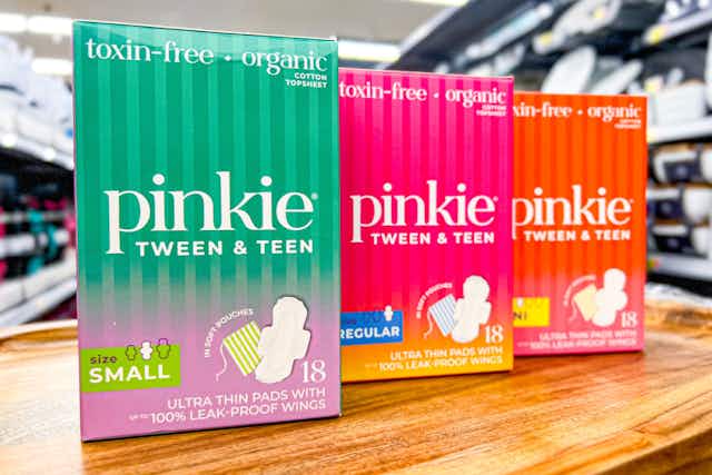 Pinkie Tween & Teen 18-Count Pads, Only $4.48 at Walmart card image