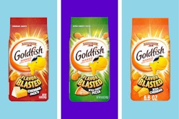 goldfish snack crackers on a grid