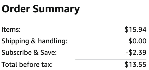 an amazon order summary ending in $13.55