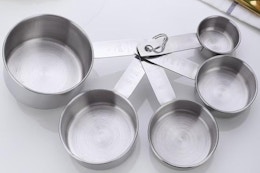 5-Piece Stainless Steel Measuring Cups, Just $9.59 on Amazon card image