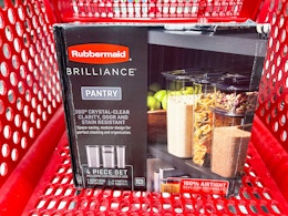 rubbermaid brilliance pantry set sitting in a target cart
