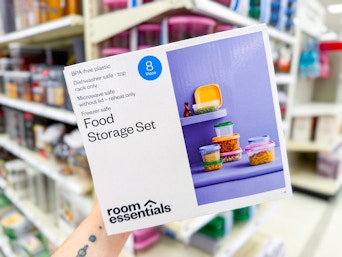hand holding a room essentials food storage set at target