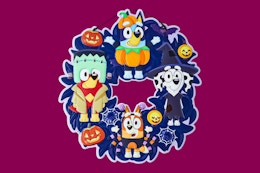 Ruz Bluey Halloween Wreath 15-inch Door Decoration