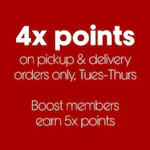 4X Points on Pick Up or Delivery purchases on Tuesday - Thursday, 9/22/26 - 9/24/26
