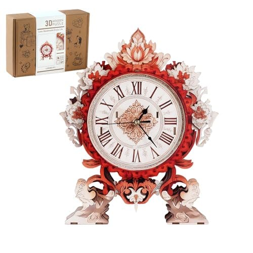 3D Wooden Flame Flower Clock Puzzle