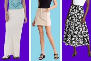 Three different styles of women's skirts
