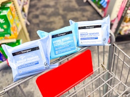 neutrogena makeup wipes in a shopping cart