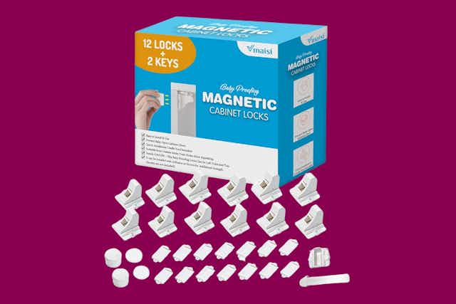 Adhesive Magnetic Cabinet Locks, Just $23.98 on Amazon card image