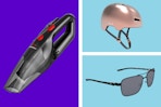 3 stock images: handheld vacuum, helmet & Nike sunglasses