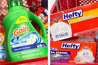 collage with gain, hefty, and more products