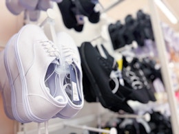 women's sneakers sitting on a target shelf