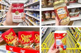 dollar general heinz, campbell's, french's, stove top 4-photo collage