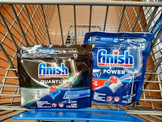 Two Finish Dishwashing Tab products in Walmart shopping cart