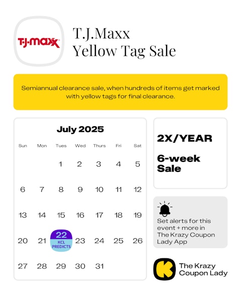 TJMaxx Yellow Tag Sale 2025 Dates