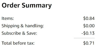 an amazon order summary ending in $0.71