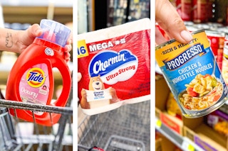 collage with charmin, tide, progresso