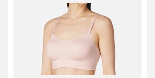 light pink sports bra on a model