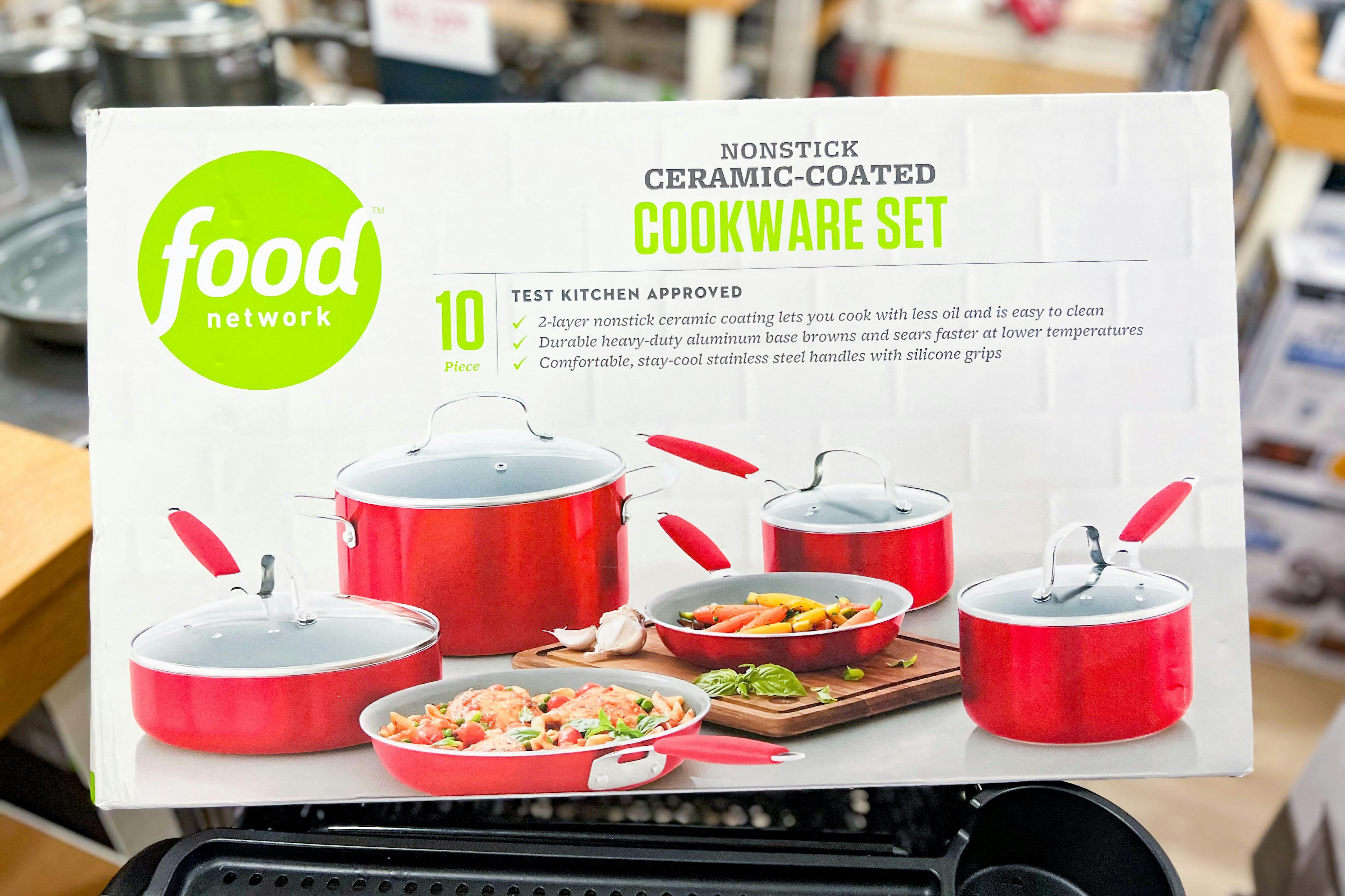 Food Network 10-pc. Nonstick Ceramic Cookware Set Red