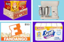 chips mixer gift card toilet paper collage