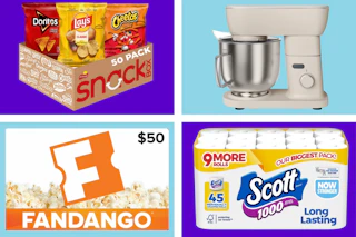 chips mixer gift card toilet paper collage