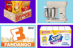 chips mixer gift card toilet paper collage