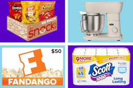 chips mixer gift card toilet paper collage