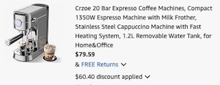Espresso Machine Amazon receipt