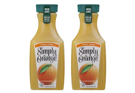 2 Simply Orange Juice Bottles